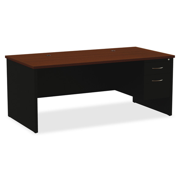 Lorell Walnut Laminate Commercial Steel Desk Series Pedestal Desk - 2-Drawer LLR79143