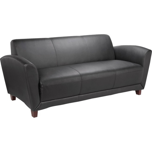 Lorell Reception Collection Black Leather Sofa LLR68950