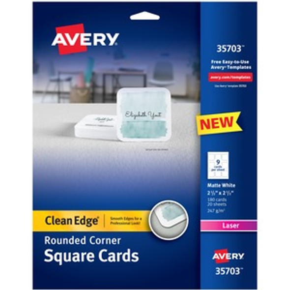 Avery&reg; Clean Edge Laser Printable Multipurpose Card - White AVE35703