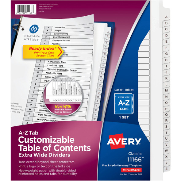 Avery&reg; Extra Wide A-Z Tabs Ready Index Dividers AVE11166