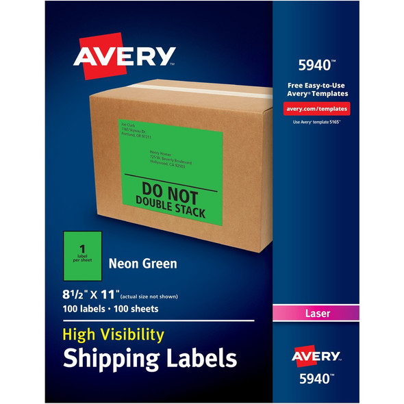 Avery&reg; High Visibility Neon Shipping Labels AVE5940