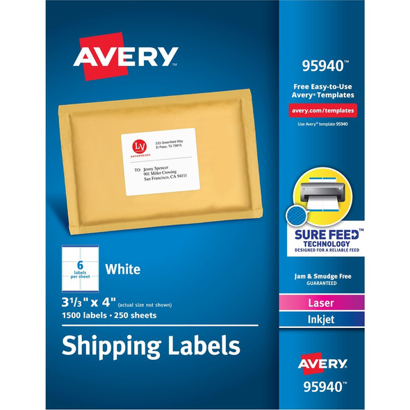 Avery&reg; Shipping Labels - Sure Feed Technology AVE95940