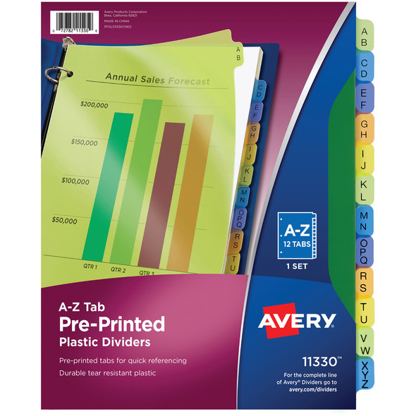 Avery&reg; Preprinted A-Z Plastic Dividers AVE11330