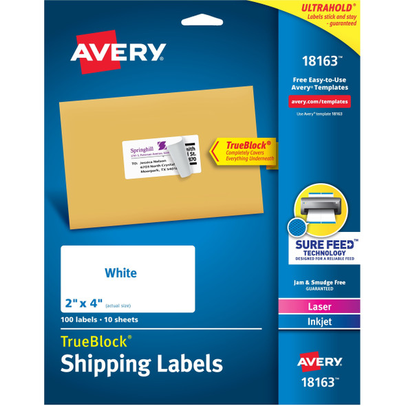 Avery&reg; TrueBlock Shipping Labels - Sure Feed Technology AVE18163