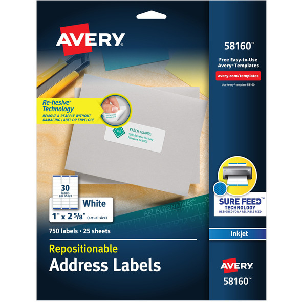 Avery&reg; Repositionable Address Labelss - Sure Feed Technology AVE58160