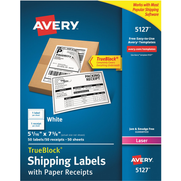 Avery&reg; White Shipping Labels w/ Receipt AVE5127