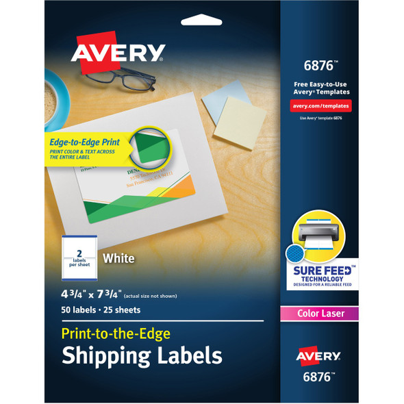 Avery&reg; Print-to-the-edge 2/Sheet Shipping Labels AVE6876