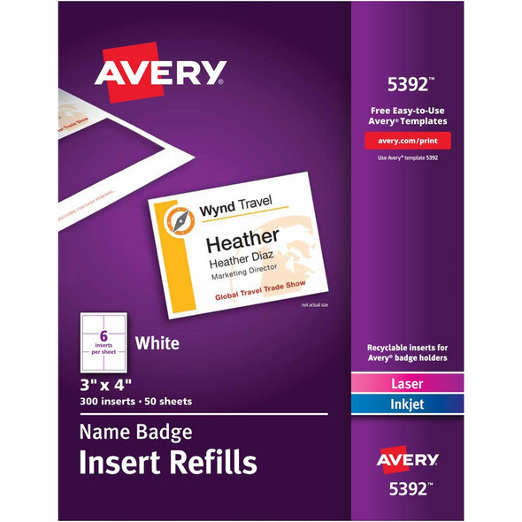 Avery&reg; Laser/Inkjet Badge Insert Refills AVE5392