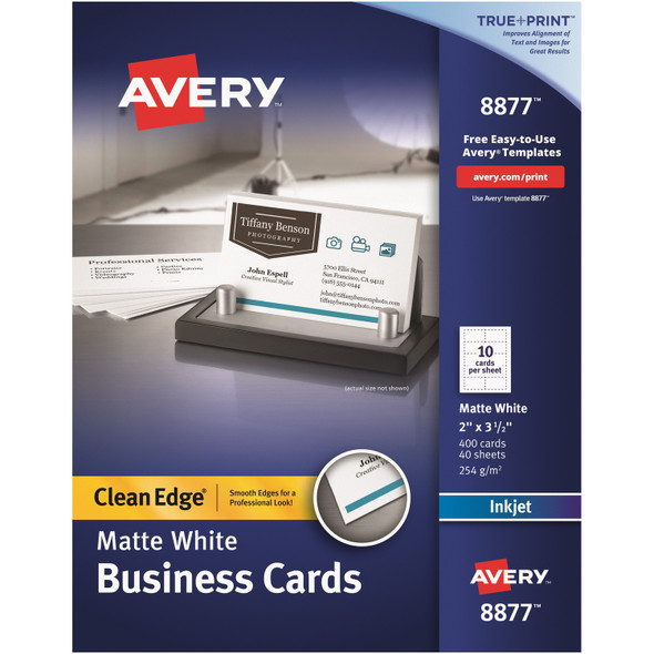 Avery&reg; Clean Edge Inkjet Business Card - White AVE8877