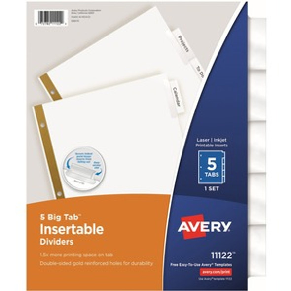 Avery&reg; Big Tab Insertable Dividers - Reinforced Gold Edge AVE11122