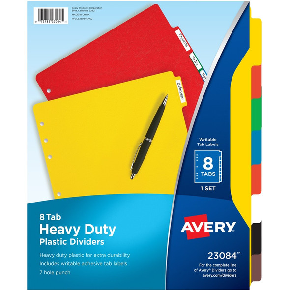 Avery&reg; Plastic Tab Dividers w/ White Labels AVE23084