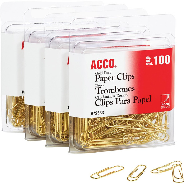 Acco Gold Tone Paper Clips ACC72554