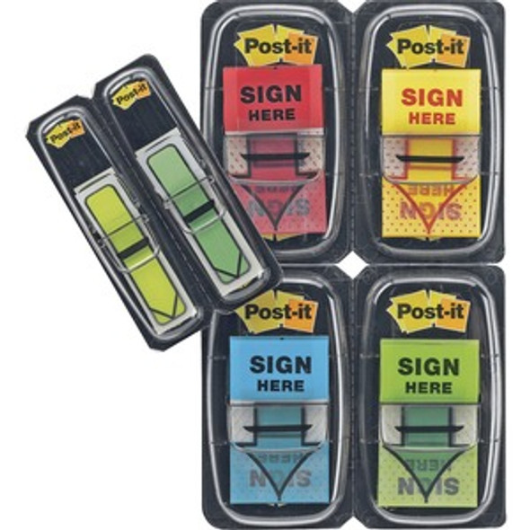 Post-it Message Flag Value Pack - 4 Dispensers Plus Two 1/2"W Flags