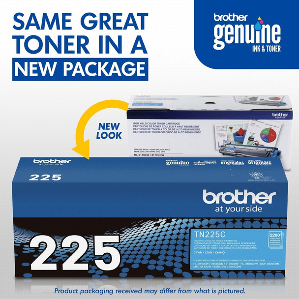 Brother Genuine TN225C High Yield Cyan Toner Cartridge