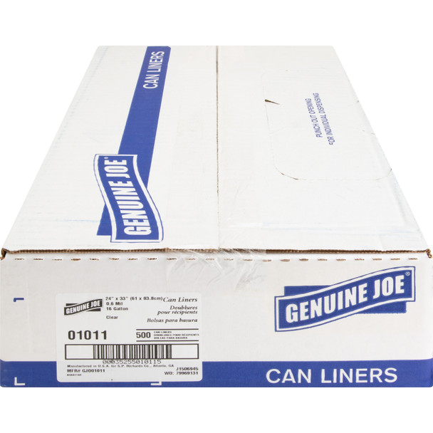 Genuine Joe Clear Trash Can Liners 01011