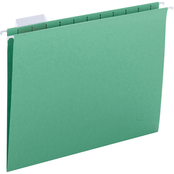 Business Source 1/5 Tab Cut Letter Hanging Folder, Letter Size, Green, 25/box