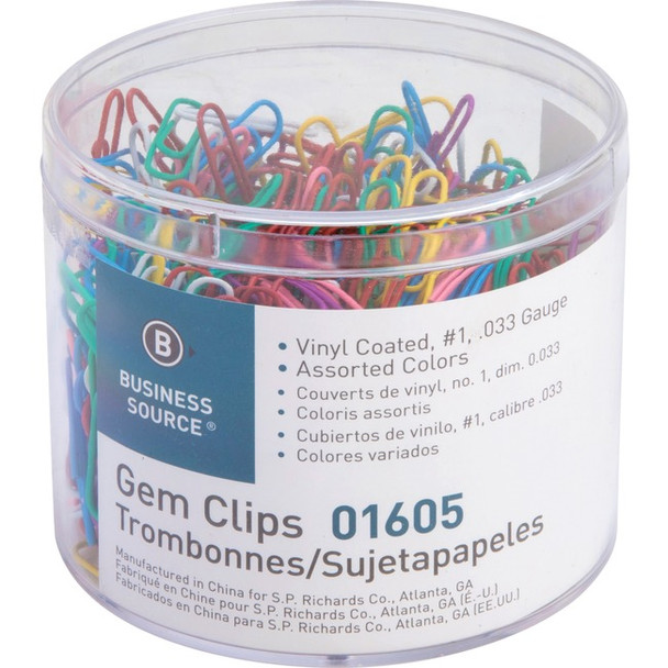 Business Source Vinyl-coated Gem Clips BSN01605
