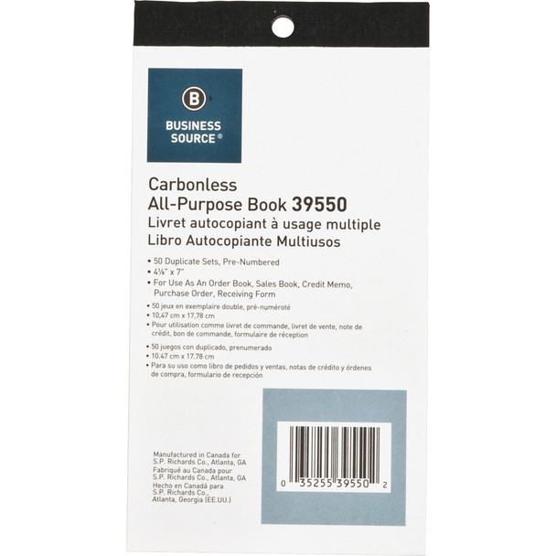 Business Source All-purpose Carbonless Forms Book BSN39550