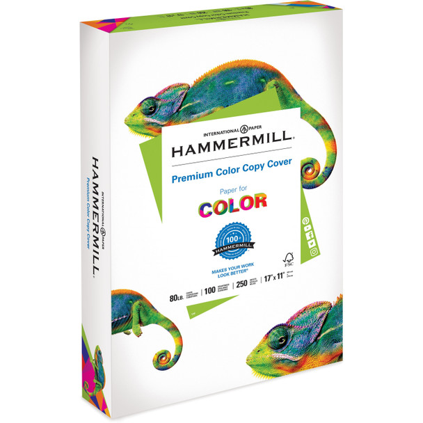 Hammermill Paper for Color - Card Stock - Ledger - 11x17 - White - 100 Brightness - 80 lb Basis Weight - Super Smooth - 250 / Pack