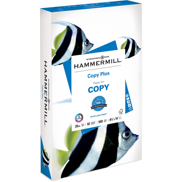 Hammermill Copy Plus 8.5x14 - Legal - White - 92 Brightness - 20 lb Basis Weight - 1 / Ream - FSC, SFI