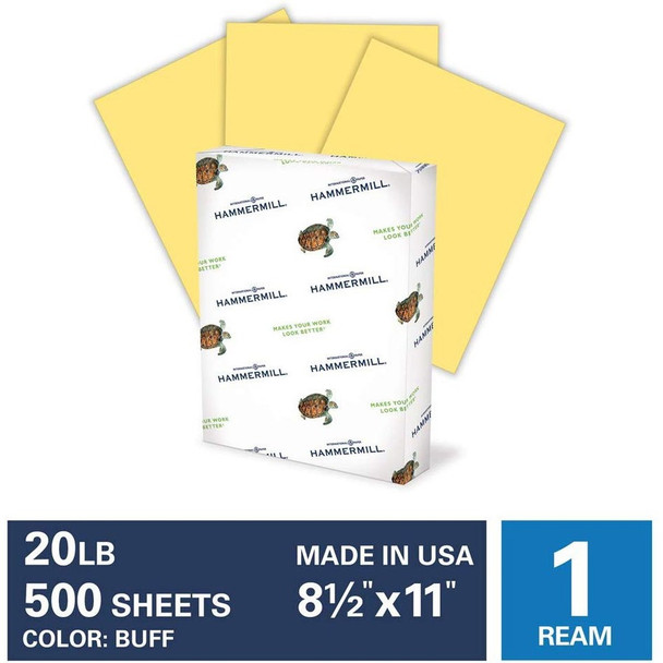 Hammermill Paper for Copy 8.5x11 Laser, Inkjet Colored Paper - Buff - Recycled - 30% - Letter - 8 1/2" x 11" - 20 lb Basis Weight - Smooth - 500 / Ream - SFI HAM103325