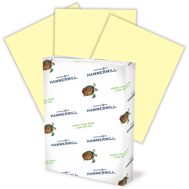 Hammermill Paper for Copy 8.5x11 Laser, Inkjet Colored Paper - Canary - Recycled - 30% - Letter - 8 1/2" x 11" - 20 lb Basis Weight - Smooth - 500 / Ream - SFI HAM103341