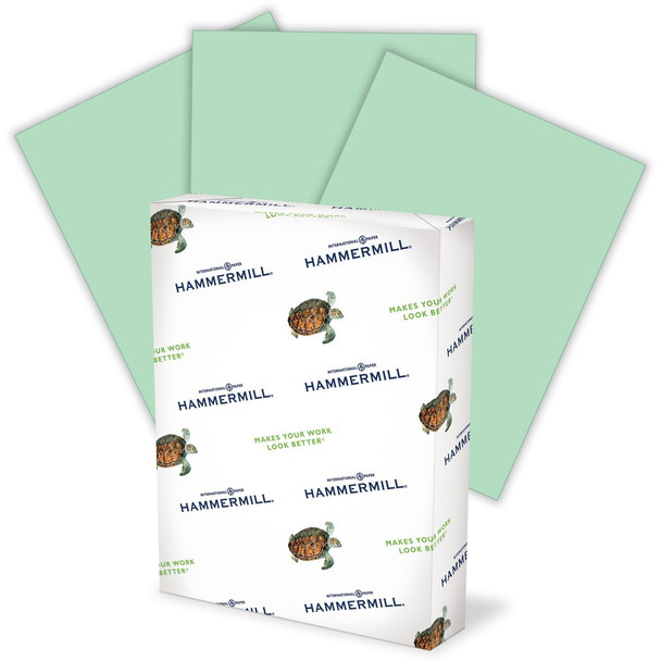Hammermill Paper for Copy 8.5x11 Laser, Inkjet Colored Paper - Green - Recycled - 30% - Letter - 8 1/2" x 11" - 20 lb Basis Weight - Smooth - 500 / Ream - SFI HAM103366