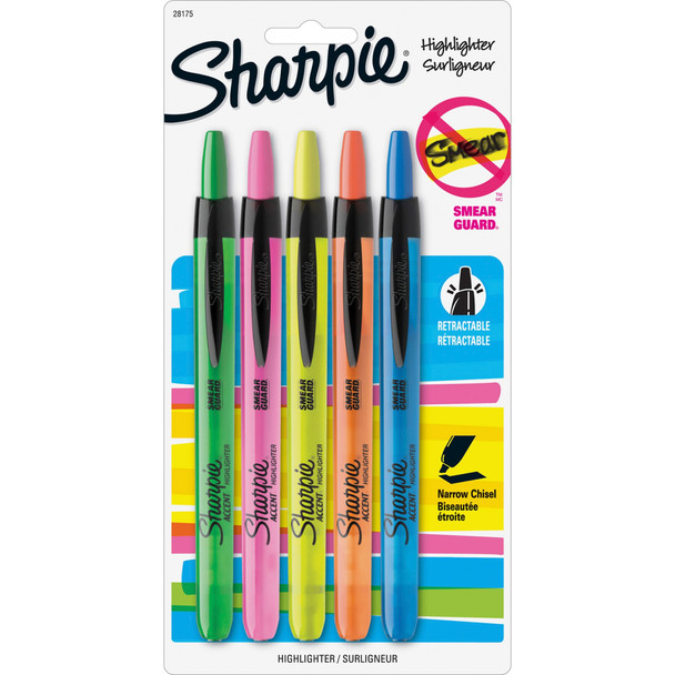 Sharpie Smear Guard Retractable Highlighters SAN28175PP