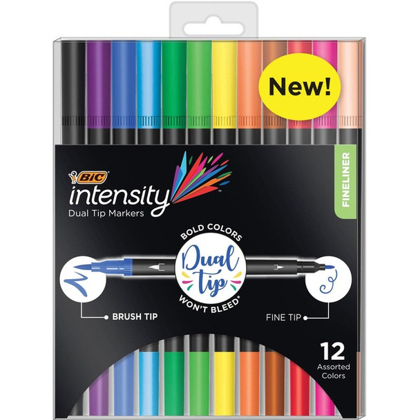 BIC Fineliner 2-in-1 Dual Tip Markers BICFPINDP12AST