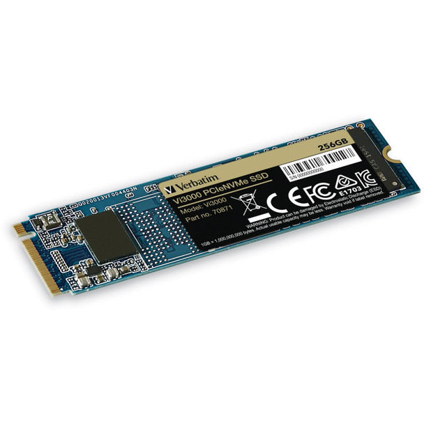 Verbatim Vi3000 256 GB Solid State Drive - M.2 2280 Internal - PCI Express NVMe (PCI Express NVMe 3.0 x4) VER70871