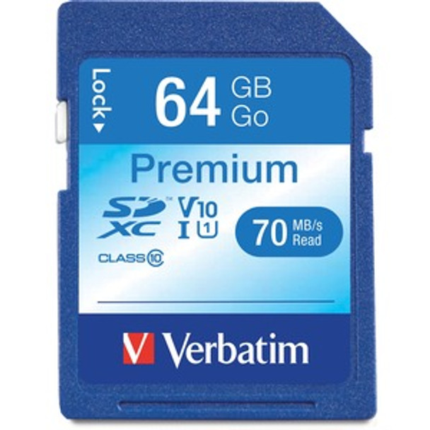 Verbatim 64GB Premium SDXC Memory Card, UHS-I Class 10 VER44024
