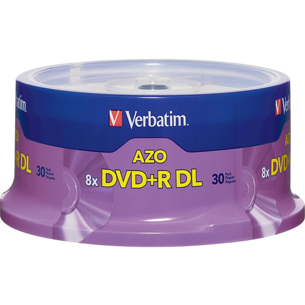 Verbatim DVD+R DL 8.5GB 8X with Branded Surface - 30pk Spindle VER96542