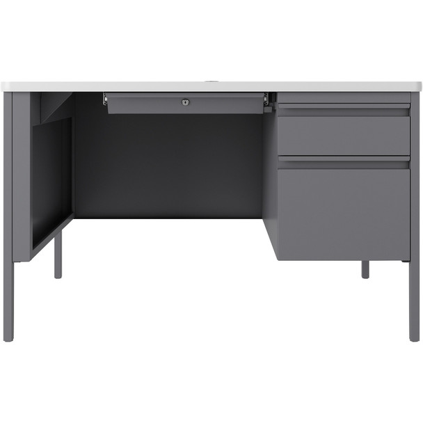 Lorell Fortress White/Platinum Steel Teachers Desk LLR66940