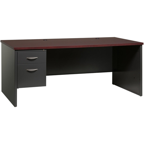 Lorell Mahogany Laminate/Charcoal Modular Desk Series Pedestal Desk - 2-Drawer LLR79150