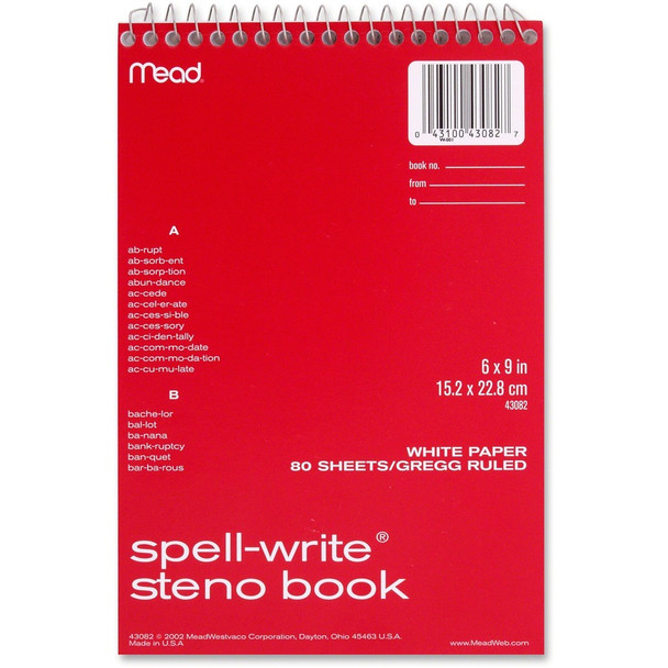 MeadWestvaco Spell-Write Steno Book MEA43082