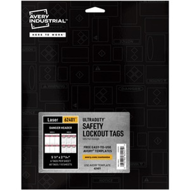 Avery&reg; UltraDuty LOTO Prerinted DANGER Hang Tags AVE62401