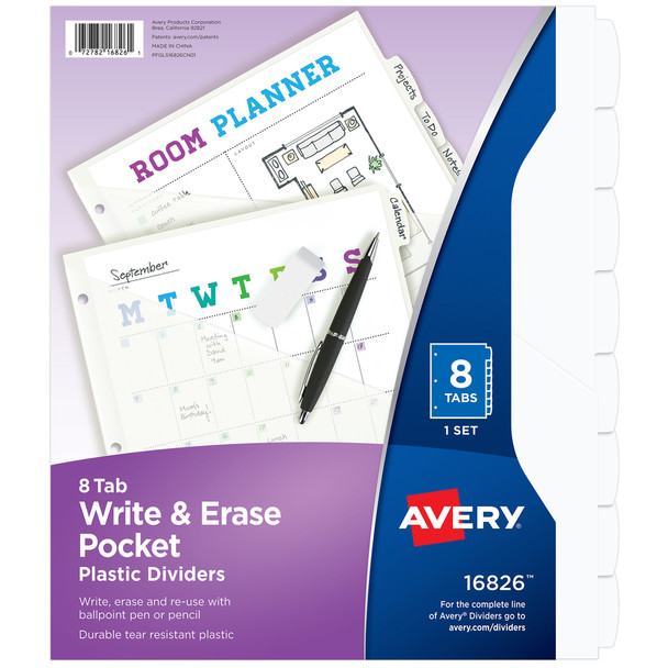 Avery&reg; Write & Erase Pocket Plastic Dividers AVE16826