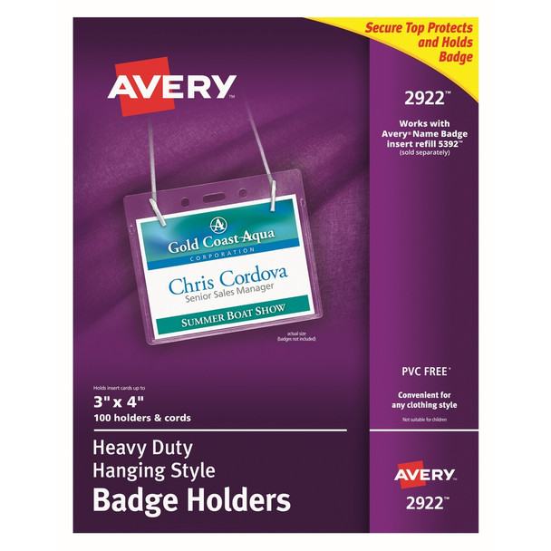 Avery&reg; Heavy-Duty Clear Hanging Style Badge Holders AVE2922