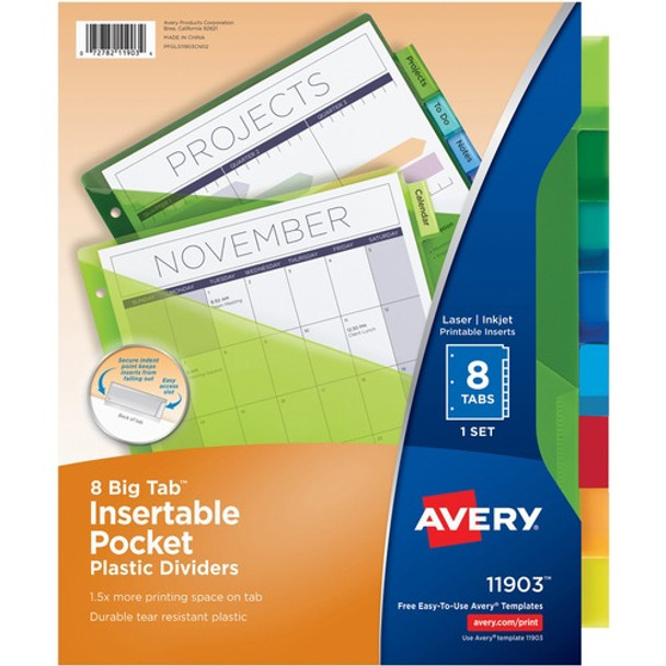 Avery&reg; Big Tab Insertable Plastic Dividers w/Pockets AVE11903