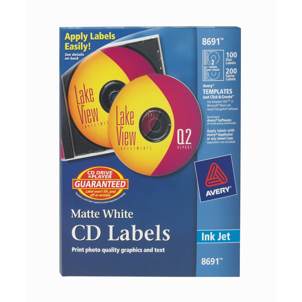 Avery&reg; Clear CD/DVD Inkjet Matte Labels AVE8691