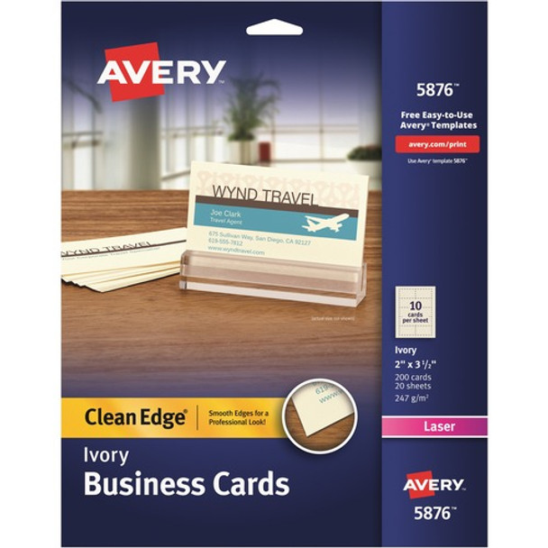 Avery&reg; Clean Edge Laser Business Card - Ivory AVE5876