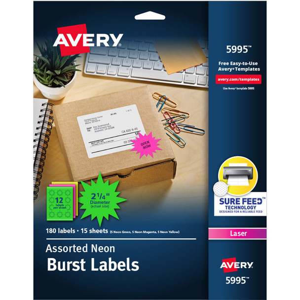 Avery&reg; Neon Burst Labels AVE5995