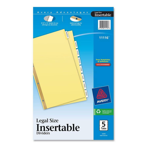 Avery&reg; Insertable Dividers - Reinforced Gold Edge AVE11116