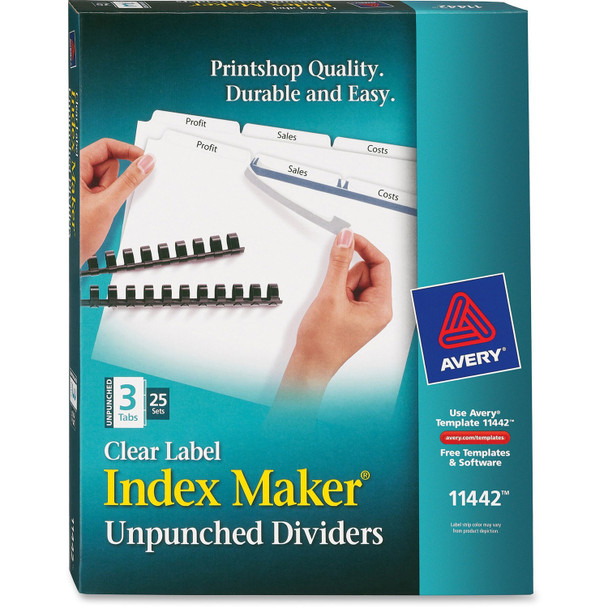 Avery&reg; Print & Apply Label Unpunched Dividers - Index Maker Easy Apply Label Strip AVE11442