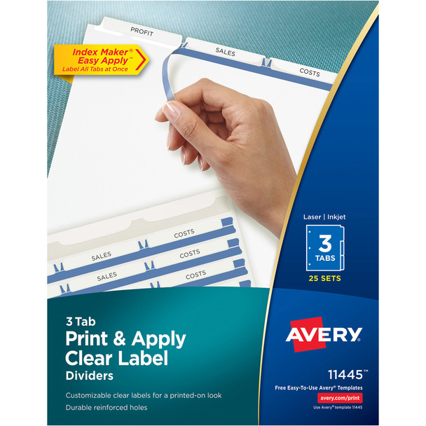 Avery&reg; Print & Apply Clear Label Dividers - Index Maker Easy Apply Label Strip AVE11445