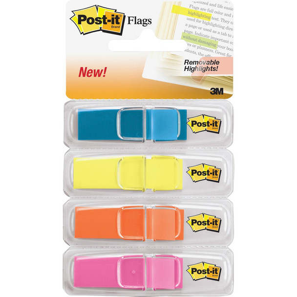 Post-it 1/2"W Highlighting Flags in Bright Colors - 4 Clear Dispensers