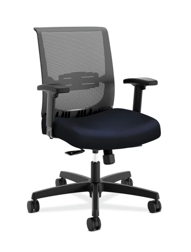 HON, Convergence Task Chair, Black Mesh Back and Seat Upholstery, 3/4 View