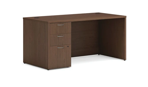 HON Mod, 60"W x 30"D Desk, Full Height Pedestal, Sepia Walnut Finish