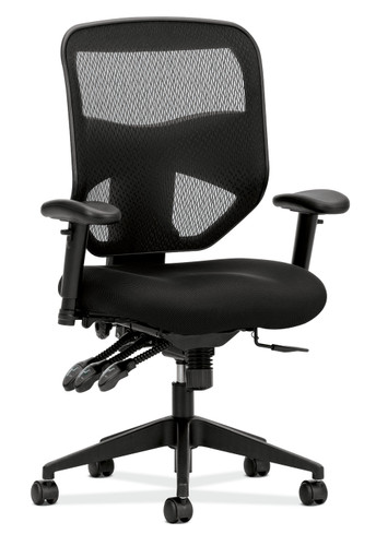 HON Prominent Mesh High Back Task Chair, Black Mesh Seat and Back, 3/4 Front View