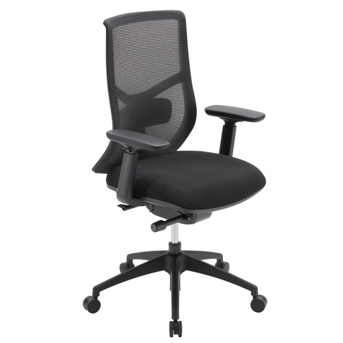 OfficeSource, Starlight, High Back Luxe Task Chair, Mesh Back, Black Fabric